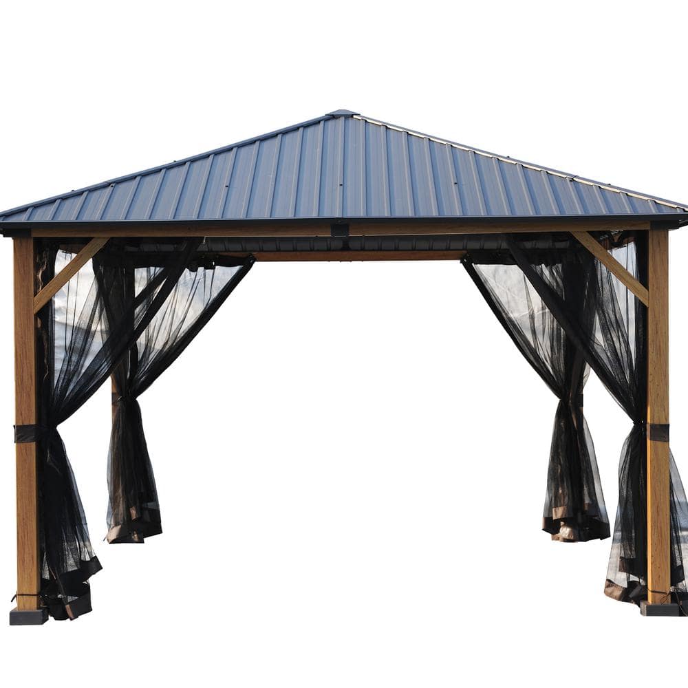 Wood Like Metal Outdoor Patio Gazebo 