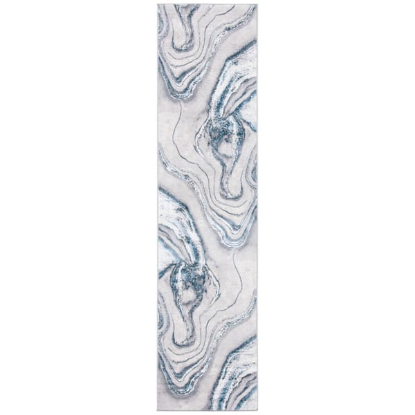SAFAVIEH Orchard Gray/Blue 2 ft. x 17 ft. Abstract Runner Rug