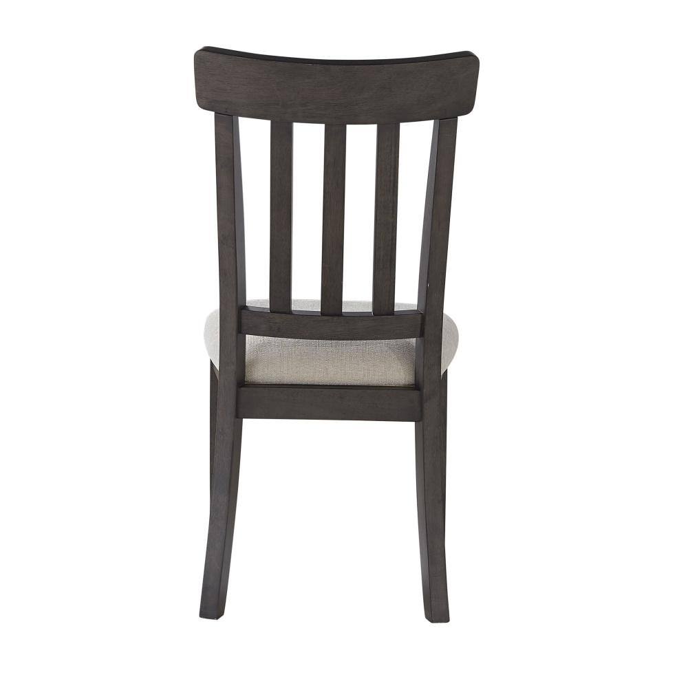 Beige Linen Upholstered Dark Brown Wood Side Chair Set