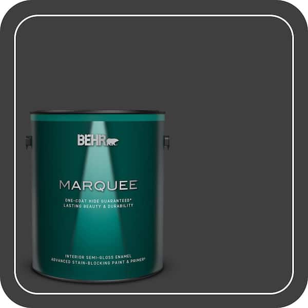 BEHR MARQUEE 1 gal. Black One-Coat Hide Semi-Gloss Enamel Interior Paint & Primer