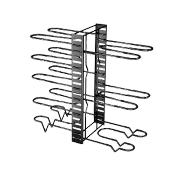 8-Tier Kitchen Organizer Black Standing Pot Rack with Adjustable Tiers, 4. 5mm Metal Build and 4 Hooks for Pots & Lids