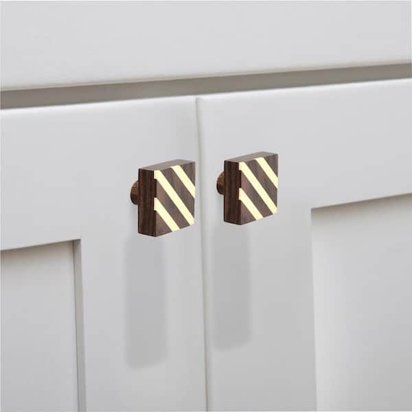 Fusion Striped 1-3/10 in. (33 mm) Cream and Brown Cabinet Knob