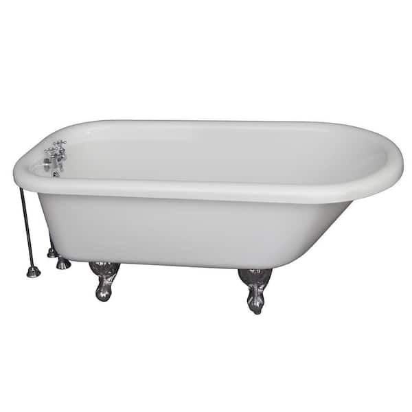 Barclay Products 5.6 ft. Acrylic Ball and Claw Feet Roll Top Tub in White with Polished Chrome Accessories