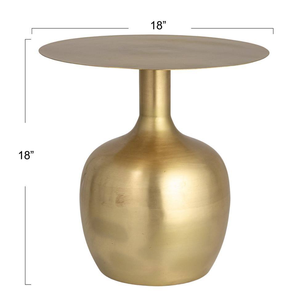 Elegant Gold Metal Round Side Table, 18 inches