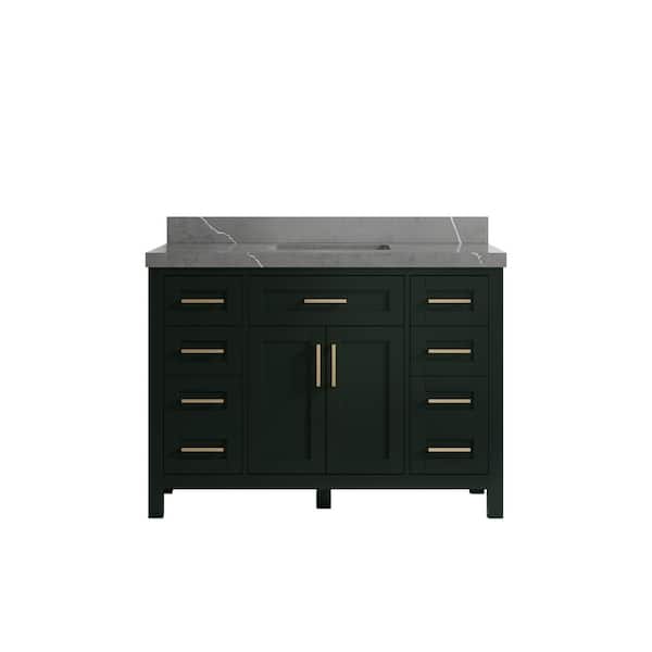 Willow Collections Cambridge 48 in. W x 22 in. D x 36 in. H Bath Vanity in Dark Green with 2 in. Piatra Quartz Top