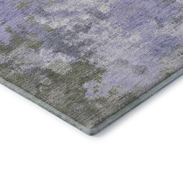 Mayfield Premium Machine Washable Abstract AMF1992 Lavender 3 ft. x 4 ft. Area Rug