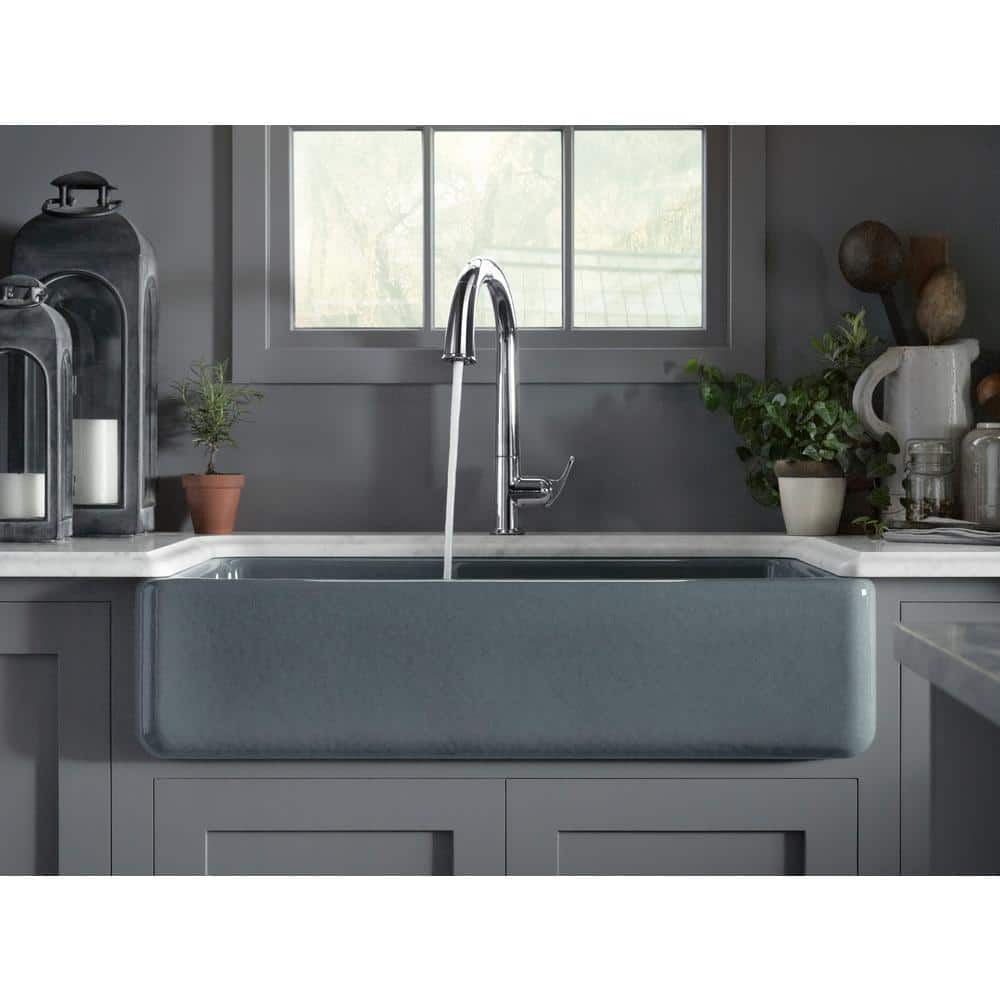 White 36" Cast Iron Double Basin Farmhouse Sink