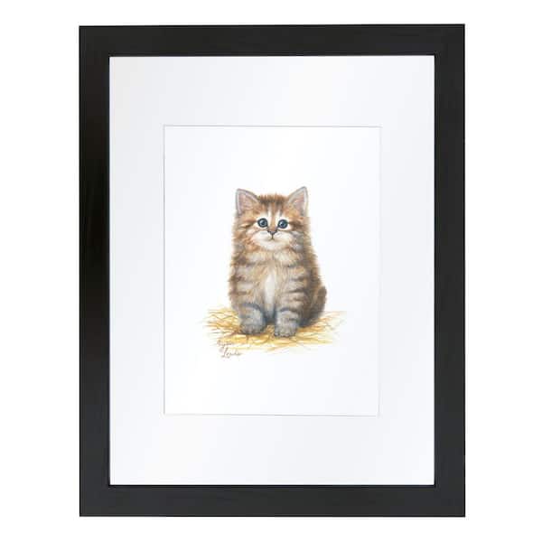 Unbranded Barnyard Littles "Kitten" by Alyssa Lewis Individual Black Framed with Mat Animal Art Print 24 in. x 18 in.