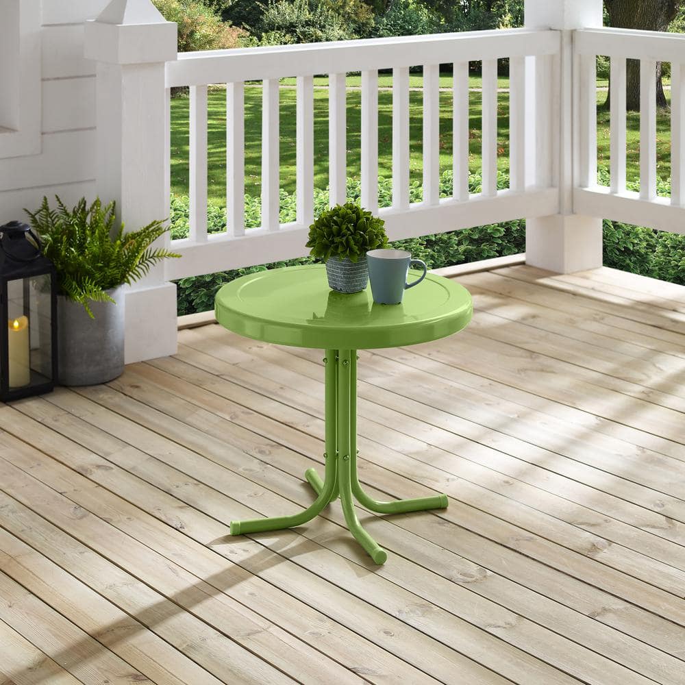 Pastel Green Retro Metal Outdoor Side Table