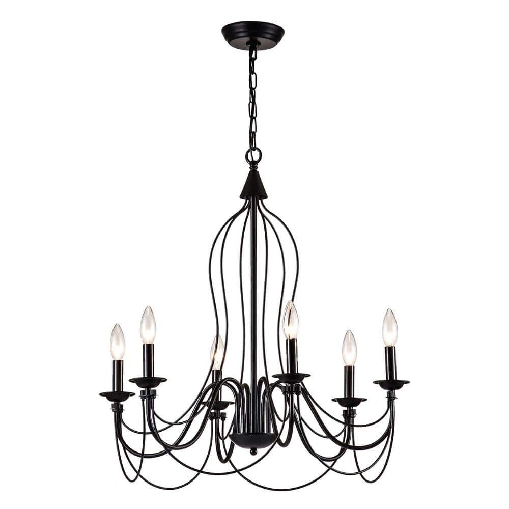 Maxax Boise 6 -Light Candle Style Classic Chandelier with Wrought Iron  MX19085-6BK-P - The Home Depot