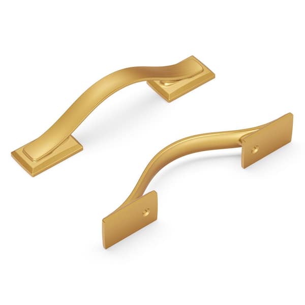 HICKORY HARDWARE Dover 3 in. (76 mm) Brushed Golden Brass Cabinet Pull (10-Pack)