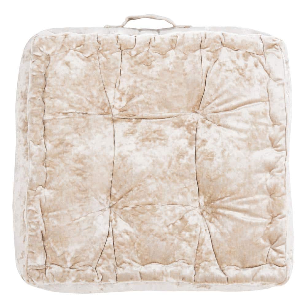 Peony White Velvet Tufted Square Floor Pillow