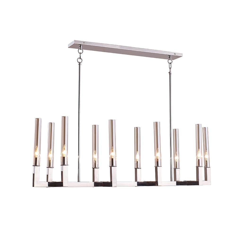Joyce II 10-Light Chrome Candlestick Chandelier with Glass Shade