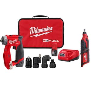 M12 FUEL 12V Lithium-Ion Brushless Cordless 4-in-1 Installation 3/8 in. Drill Driver Kit with M12 Rotary Tool