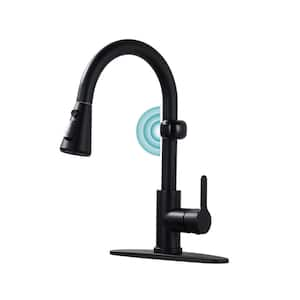 Single Handle Pull Down Sprayer Kitchen Faucet with Movale Sensor Stainless Steel in Matte Black