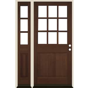 50 in. x 80 in. 9-Lite with Beveled Glass Left Hand Provincial Stain Douglas Fir Prehung Front Door Left Sidelite