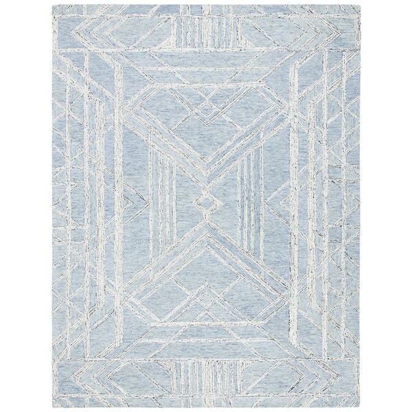SAFAVIEH Micro-Loop Light Blue/Ivory 8 ft. x 10 ft. Abstract Geometric Area Rug