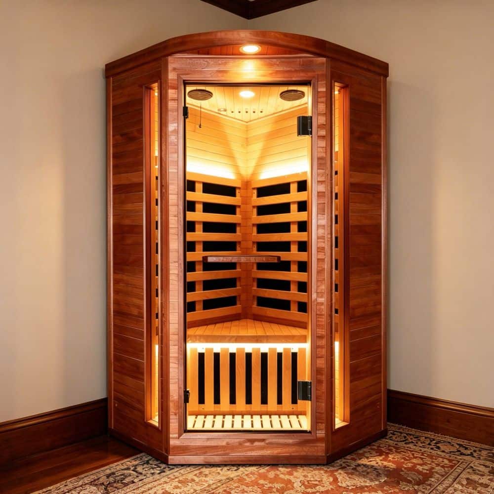 Spygo Moray 1-Person Indoor Okoume Wood Far-Infrared Sauna with 8