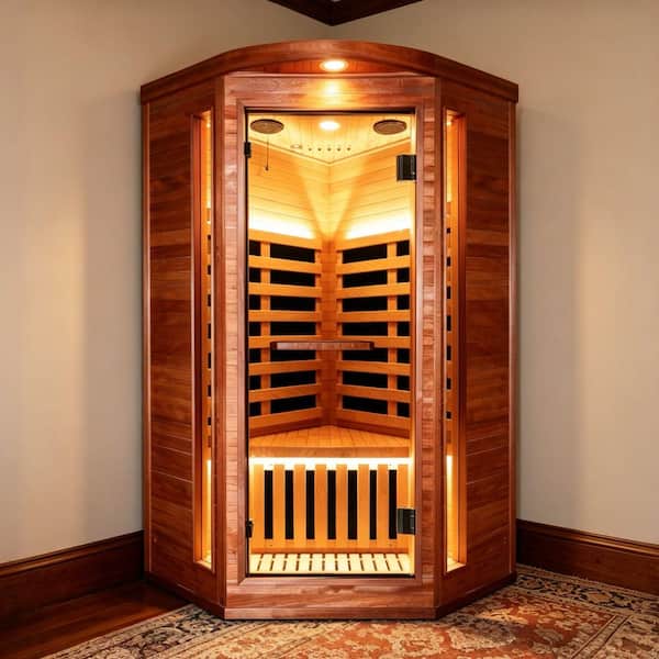 Spygo Moray 1-Person Indoor Okoume Wood Far-Infrared Sauna with 7
