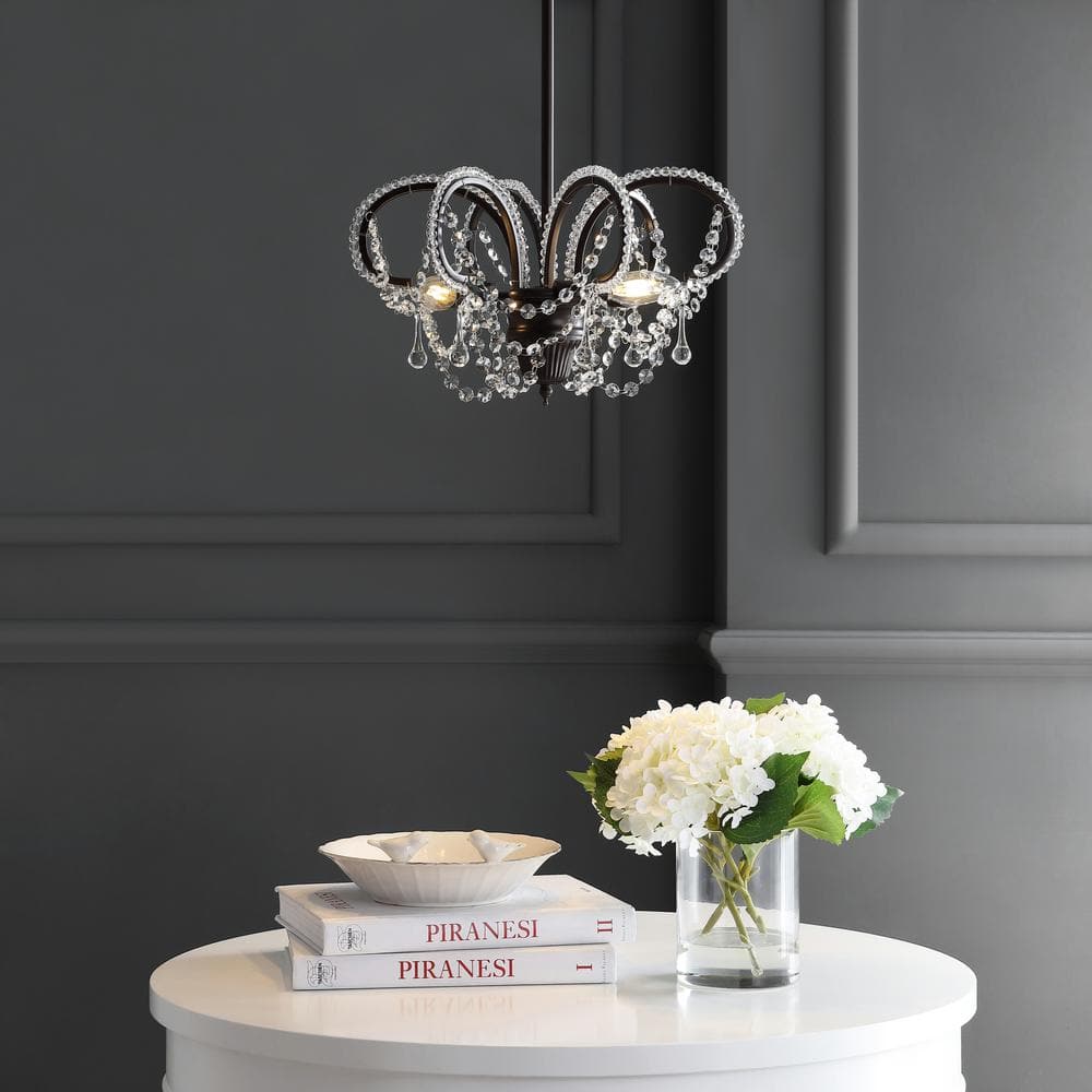 Bronze Crystal LED Adjustable Ceiling Mount Chandelier