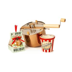 6 qt. Copper Plate Stainless Steel Stovetop Popcorn Popper Poppin' by to Wish You Happy Holidays Set