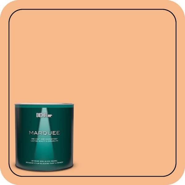 BEHR MARQUEE 1 qt. #260C-3 Fresh Peaches Semi-Gloss Enamel Interior Paint & Primer