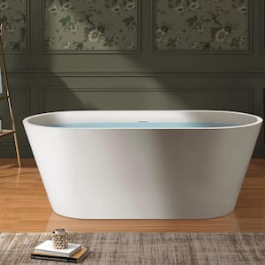 54 in. Fiberglass Double Ended Flatbottom Non-Whirlpool Bathtub in Glossy White