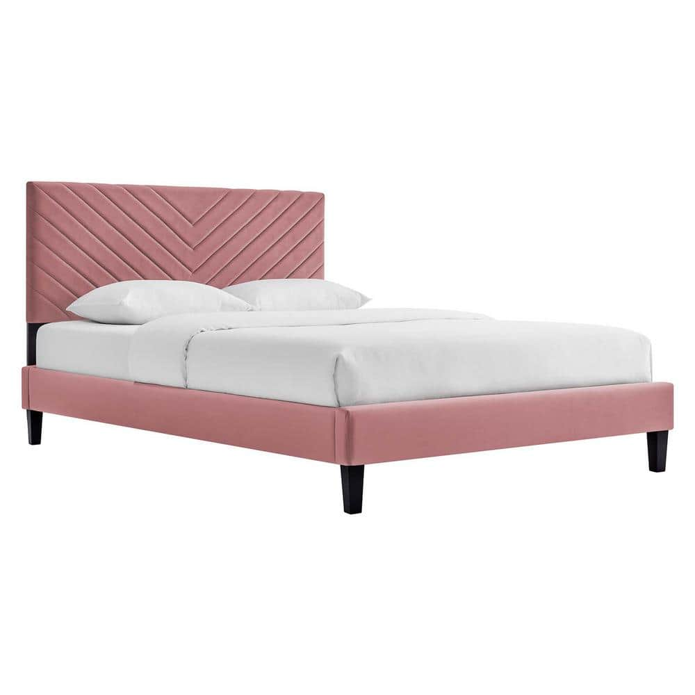 MODWAY Roxanne Performance Velvet Twin Platform Bed In Dusty Rose MOD ...