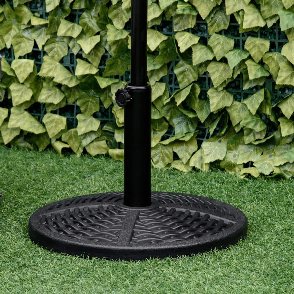 Black Heavy Duty Round Concrete Umbrella Base with Rattan Design