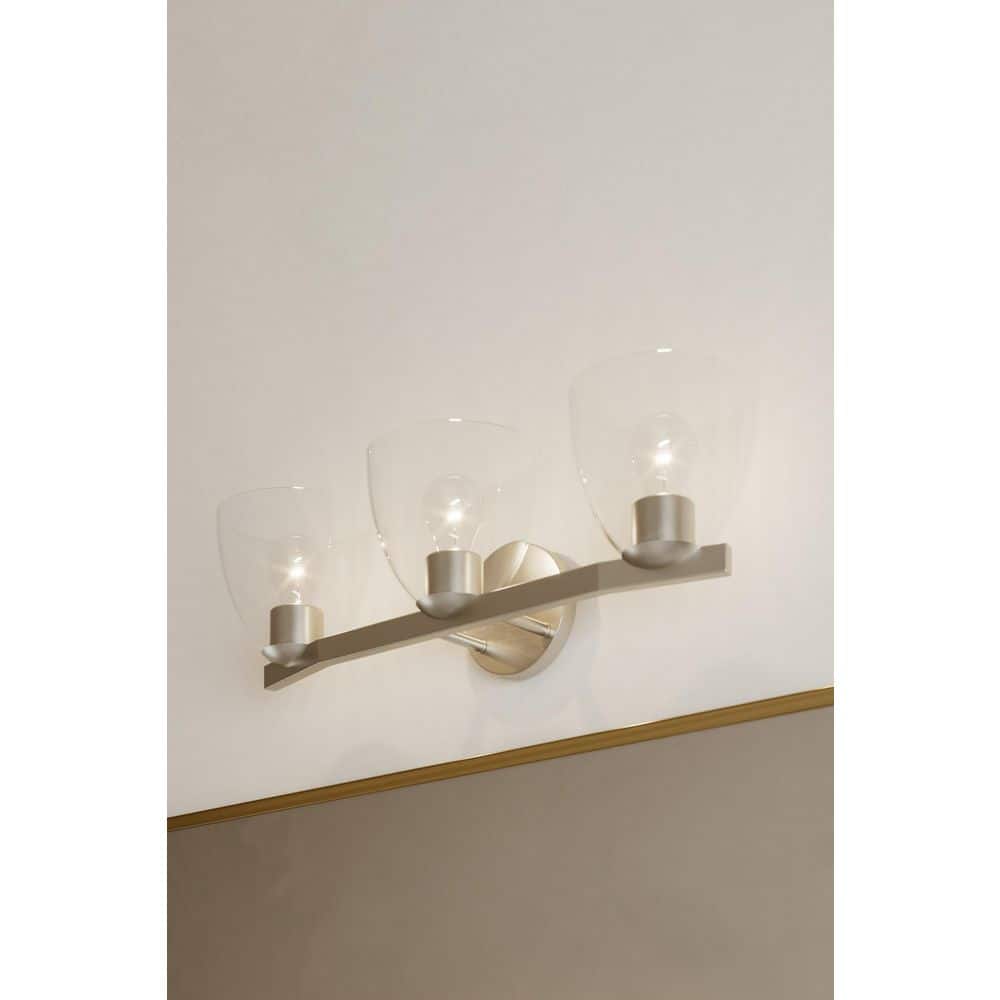 Noellea 23.5 in. 3-Light Brushed Nickel Vanity Light with Clear Glass Shades price history on PriceWatchPro