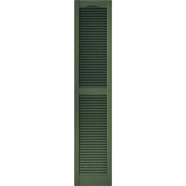 Builders Edge 15 in. x 72 in. Louvered Vinyl Exterior Shutters Pair in #283 Moss