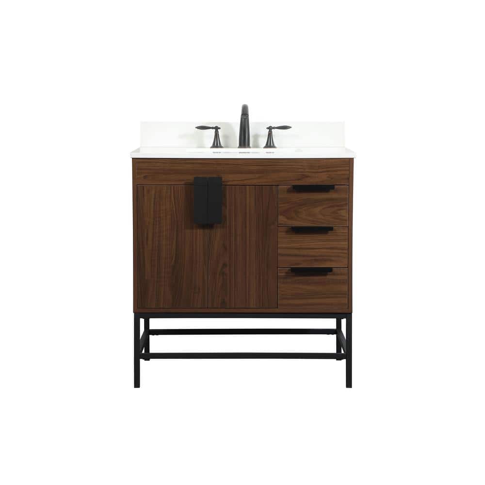 Simply Living 32 in. W x 22 in. D x 33.5 in. H Bath Vanity in Walnut with I