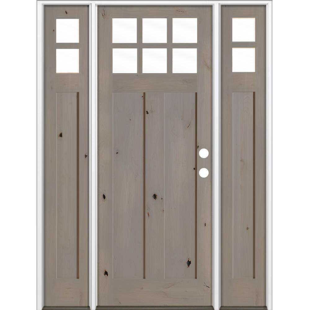 70 in. x 96 in. Knotty Alder Left-Hand/Inswing 6 Lite Clear Glass Weathered Gray Stain Wood Prehung Front Door with DSL price history on PriceWatchPro