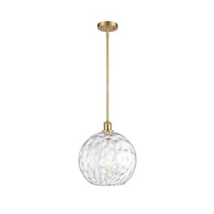 Athens Water Glass 60-Watt 1-Light Satin Gold Shaded Mini Pendant Light with Clear Glass Clear Glass Shade