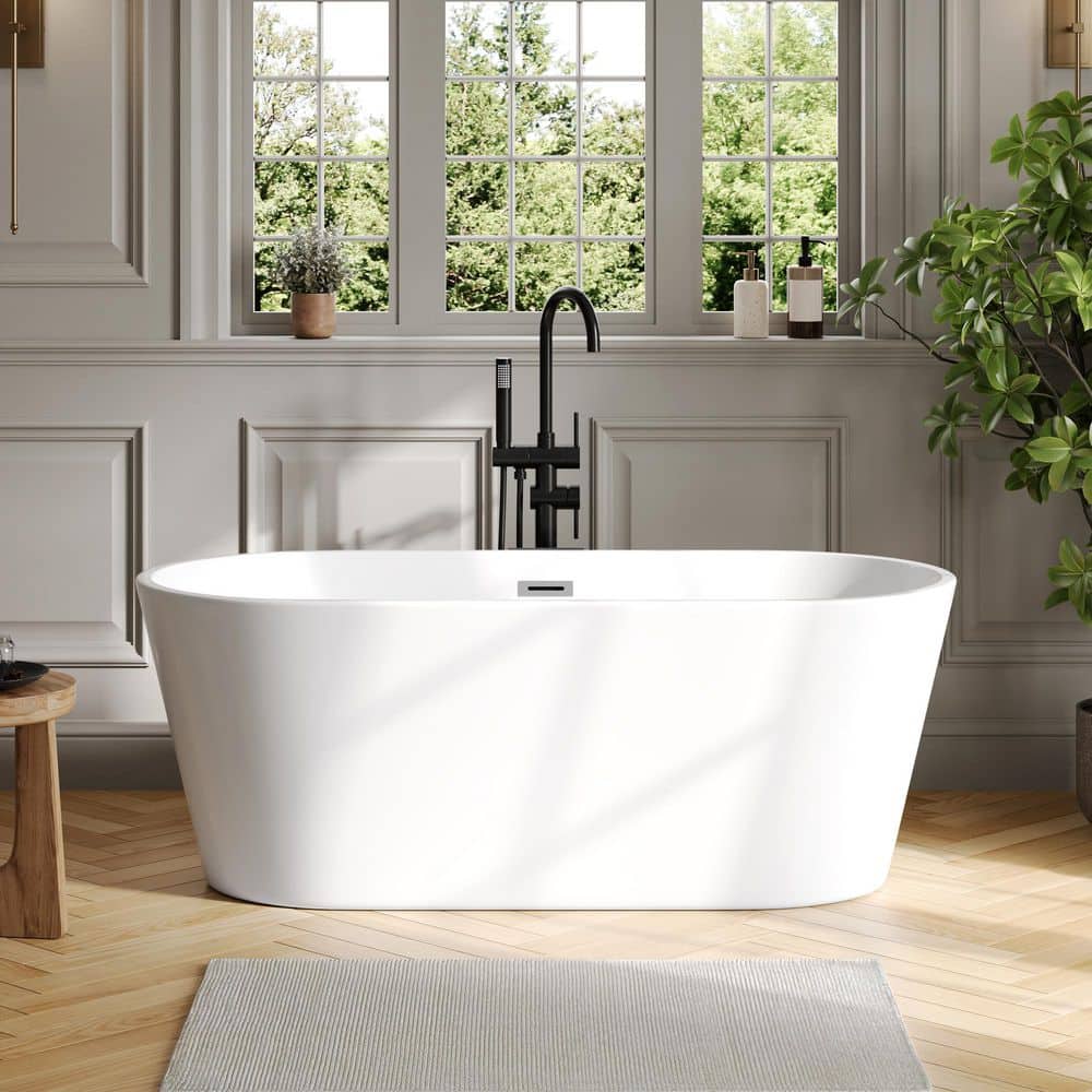 DEERVALLEY 59 in. x 27.5 in. Freestanding Alcove Soaking Acrylic