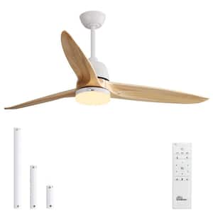 56 in. Indoor/Outdoor Wood White Ceiling Fan with LED Lights and Remote Control