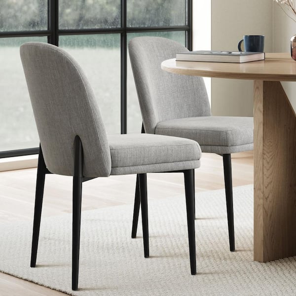 LAOTIES Gray Linen Upholstered Dining Chair (Set of 2)