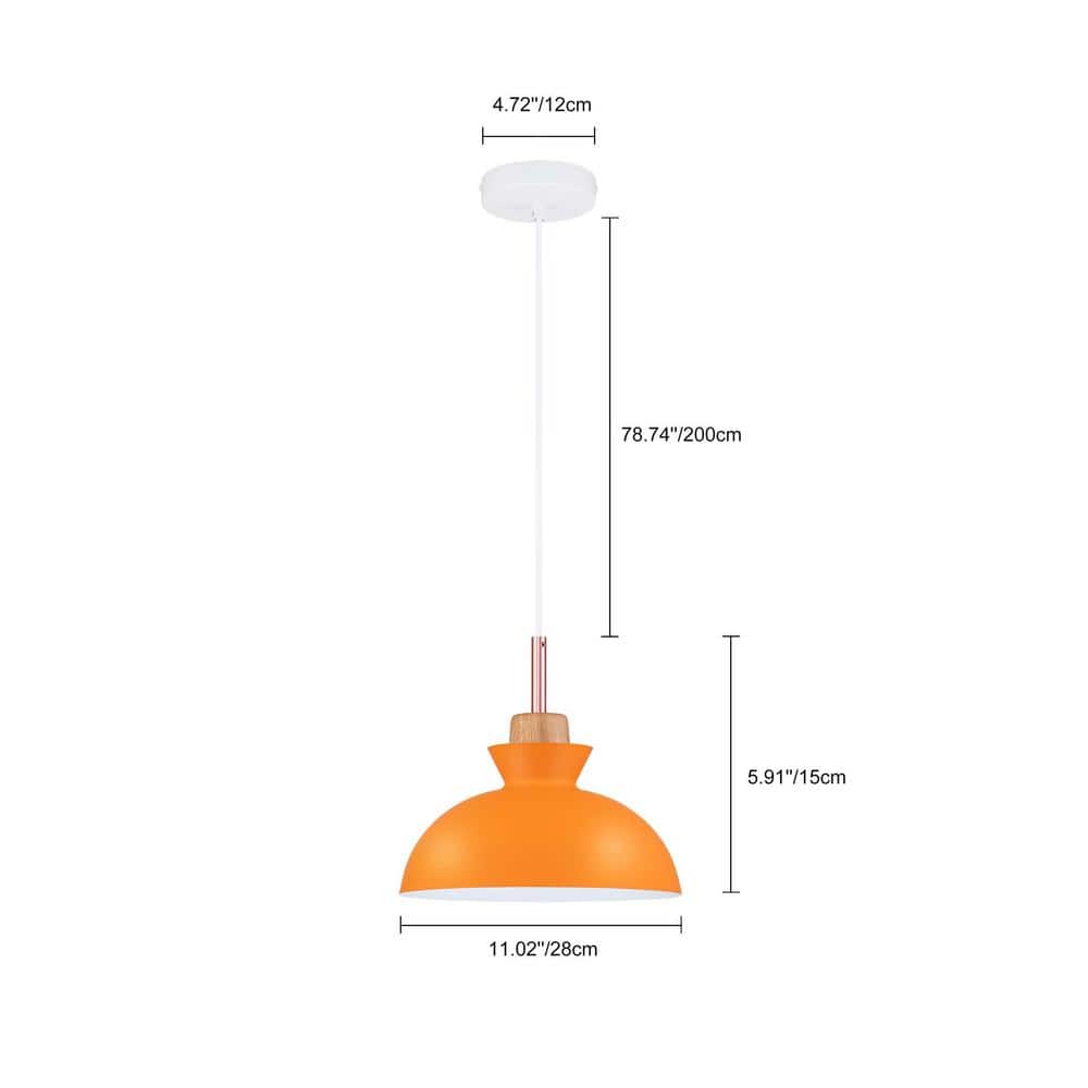 Ozma Orange Aluminum Dome Pendant Light with Adjustable Cord