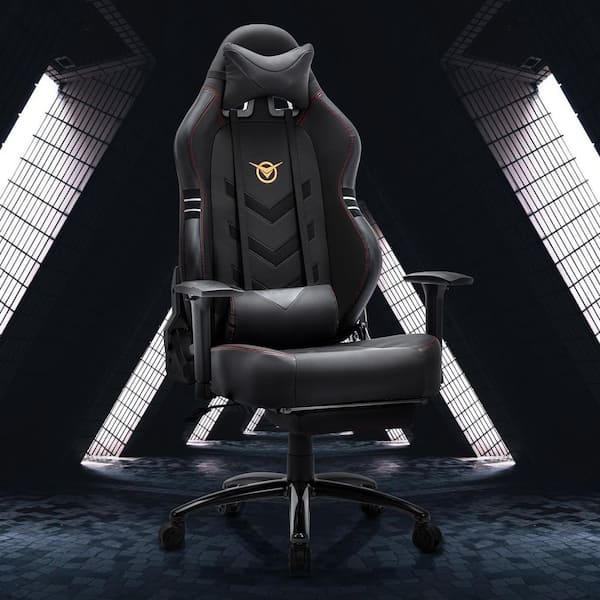 Bestier Gaming Chair 4-PU Leather Fixed up Armrest Lumbar Support Ergonomic Arm Chair in White With Double Arm and Footrest