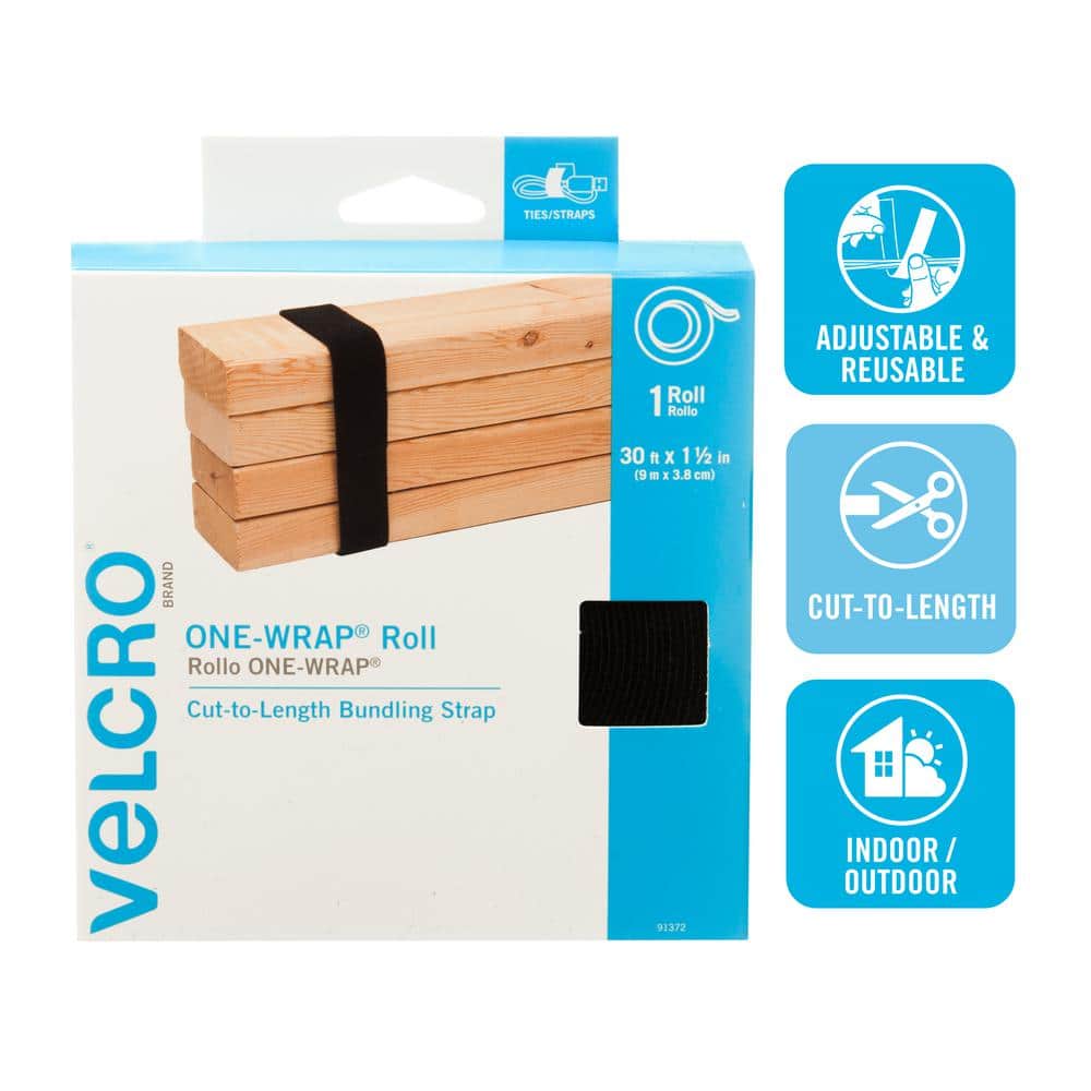 Velcro Brand Cut to Length Straps Heavy Duty | 45 ft x 3/4 in | ONE-WRAP Self-Gripping Double Sided Roll | Bundling Ties Fasten to Themselves for