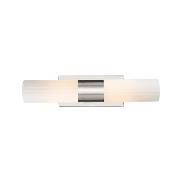 Empire 18.5 in. 2-Light Satin Nickel Vanity Light with Glass Shade