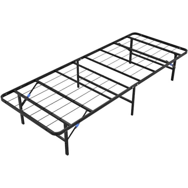 Black Steel Frame Full Foldable Platform Bed