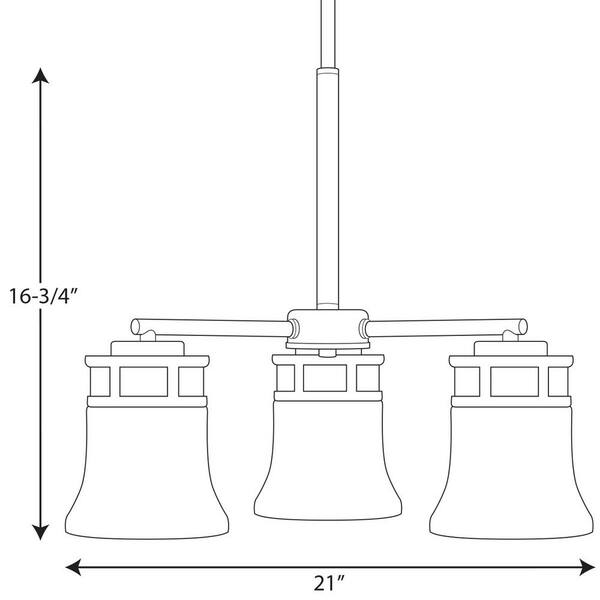 Progress Lighting Cascadia 3-Light Polished Chrome Transitional Chandelier