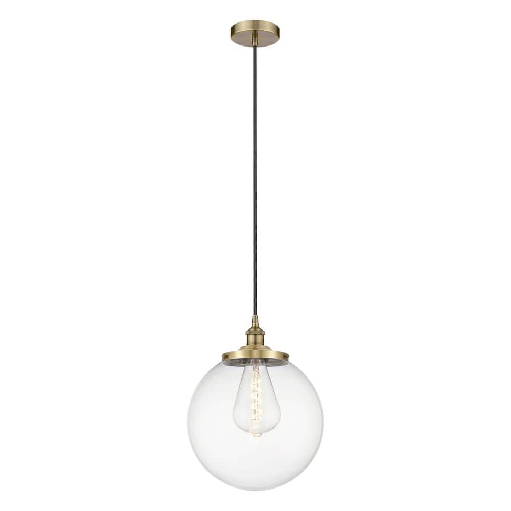 Beacon 100-Watt 1-Light Antique Brass Standard Mini Pendant Light with Clear Glass Shade, No Bulbs Included price history on PriceWatchPro
