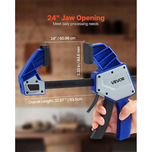 VEVOR Bar Clamps Set for Woodworking, 24 in. One-Handed Quick-Grip