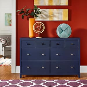 8-Drawer Blue Dresser 57.99 in. W x 17.71 in. D x 38.03 in. H