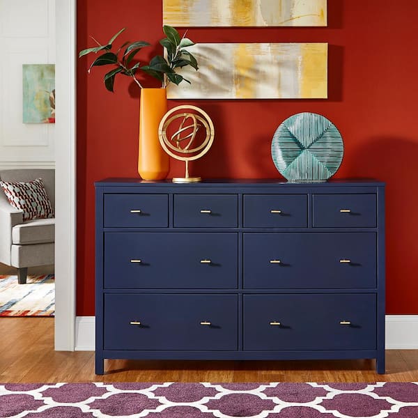 INSPIRE Q 8-Drawer Blue Dresser 57.99 in. W x 17.71 in. D x 38.03 in. H  40475TB-5 - The Home Depot