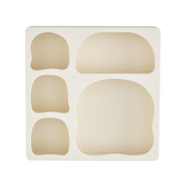 Litton Lane 19 in. x 19 in. 5  Tiers Cream Wood Geometric Decorative Wall Shelf