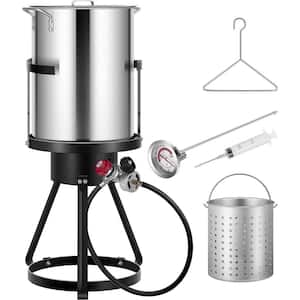 30 qt. Aluminum Turkey Deep Fryer Pot with Injector Thermometer Kit and 54,000 BTU Propane Stove Burner Stand