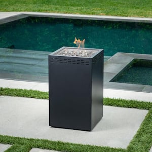 Naples 16 in. x 35 in. Square Column Steel Gas Fire Pit